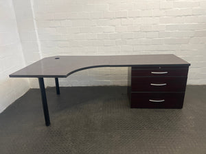 Dark Brown L-Shaped Office Desk (No Lock Mechanism)