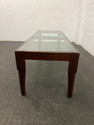 Wood Framed Glass Coffee Table - REDUCED