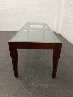 Wood Framed Glass Coffee Table - REDUCED