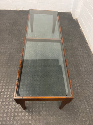 Wood Framed Glass Coffee Table - REDUCED