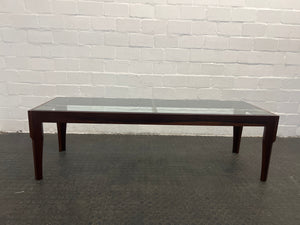 Wood Framed Glass Coffee Table - REDUCED