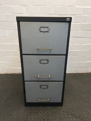 Grey Steel Filing Cabinet with 3 drawers - REDUCED