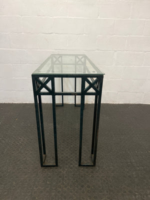 Black Steel Frame Table with Glass Top (Width: 120.5cm) (Height: 77cm)