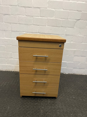 Four Drawer Light Brown Wooden Filing Cabinet (with lock) - REDUCED