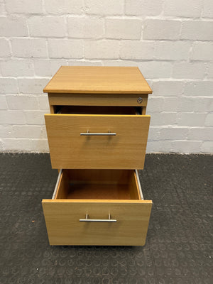 Light Brown Wooden Two Drawer Cabinet (with Lock) - REDUCED