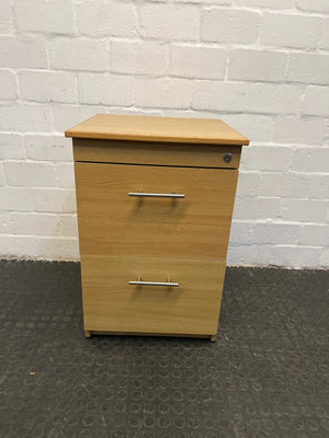 Light Brown Wooden Two Drawer Cabinet (with Lock) - REDUCED