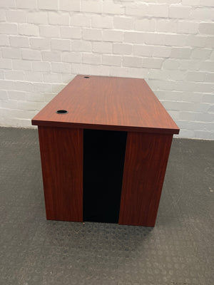 Mahogany Wood Office Desk with Black Striped Side 160 x 80cm