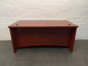 Mahogany Wood Office Desk with Black Striped Side 160 x 80cm