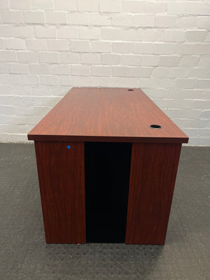 Mahogany Wood Office Desk with Black Striped Side 160 x 80cm