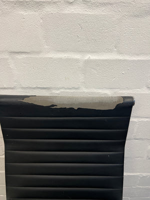 Stainless Steel Office Chair with Peeling Leather on Seat (Poor Condition)