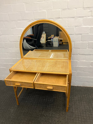 Bamboo Dressing Table with Mirror and Drawers (Width: 91.5cm) (Height: 139.5cm) - REDUCED