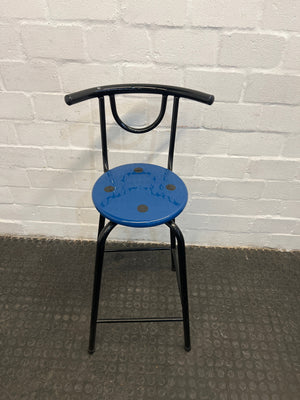 Blue Plastic Seat Barstool with Black Frame