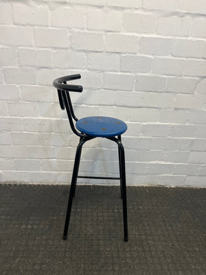 Blue Plastic Seat Barstool with Black Frame