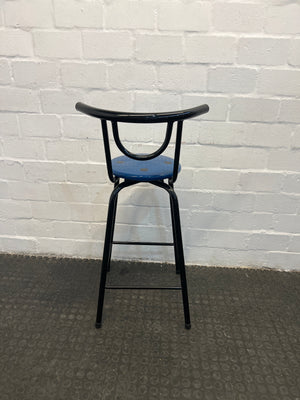 Blue Plastic Seat Barstool with Black Frame