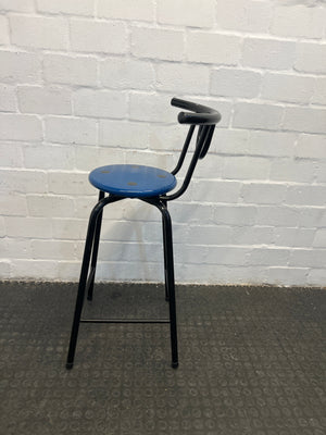 Blue Plastic Seat Barstool with Black Frame