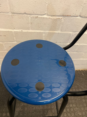 Blue Plastic Seat Barstool with Black Frame