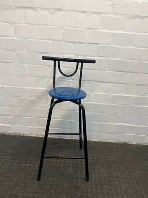 Blue Plastic Seat Barstool with Black Frame