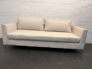 White Fabric Two Seater Couch with Minor Scuffs and Marks - REDUCED