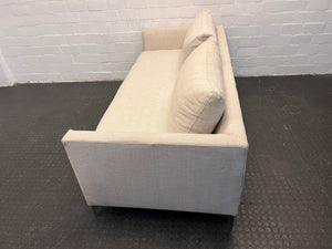 White Fabric Two Seater Couch with Minor Scuffs and Marks - REDUCED