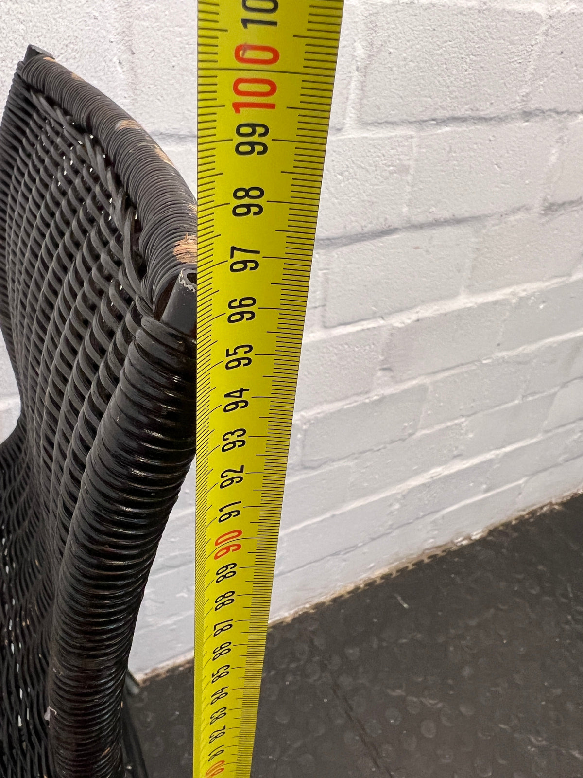 Black Whicker Chair with Metal Frame (Needs to be Repainted)