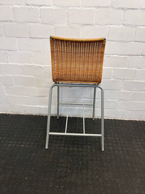 Brown Wicker Chair with Hole Through Seating (Needs Repair)