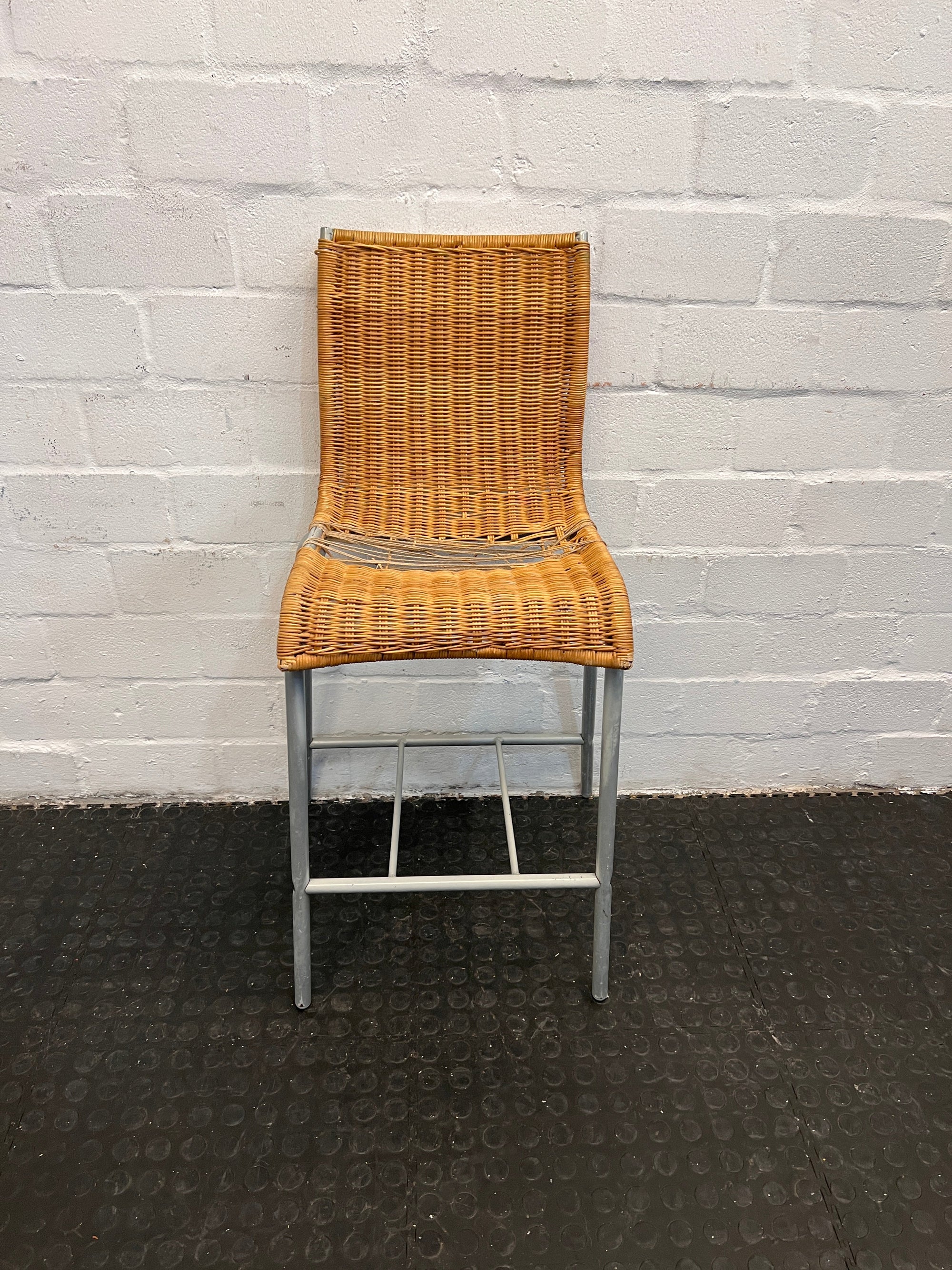 Brown Wicker Chair with Hole Through Seating (Needs Repair)