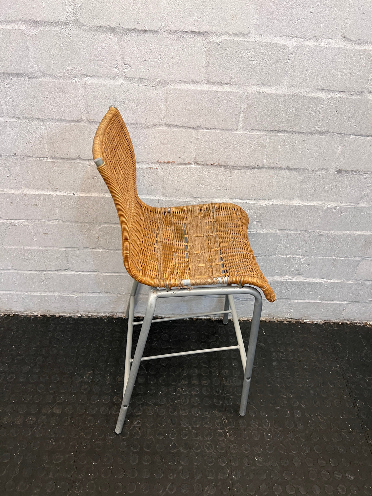 Brown Wicker Chairs with Metal Frame (Worn Out Seating heavily damaged)