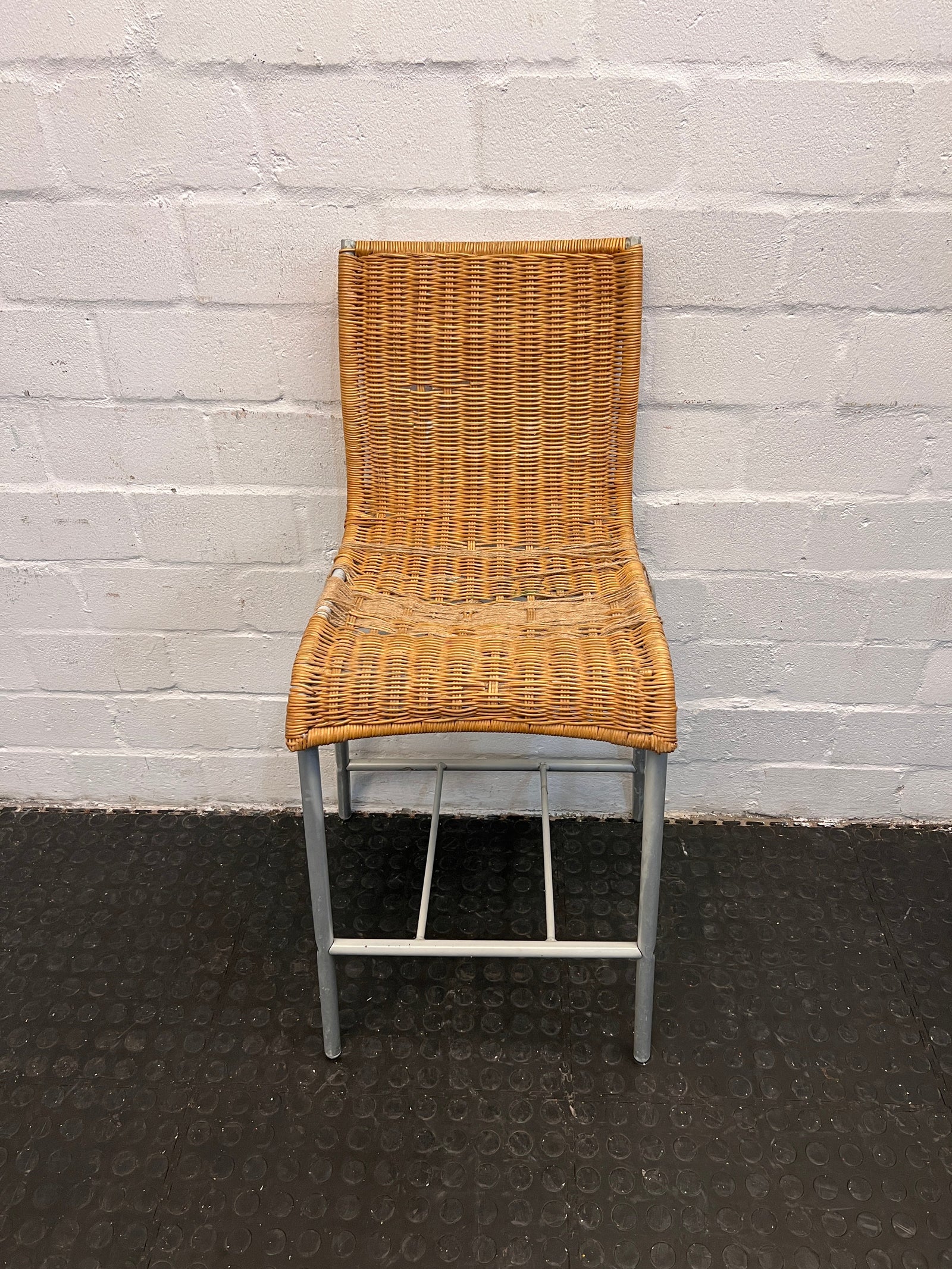 Brown Wicker Chairs with Metal Frame (Worn Out Seating heavily damaged)