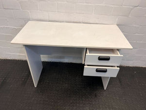 White Wooden Office Desk with Two Drawers (Width: 120.5cm) (Height: 74cm)