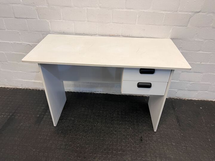 White Wooden Office Desk with Two Drawers (Width: 120.5cm) (Height: 74cm)