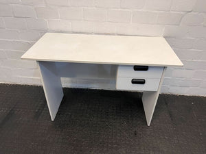 White Wooden Office Desk with Two Drawers (Width: 120.5cm) (Height: 74cm)