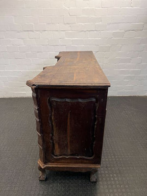 Dark Brown Wooden Cupboard/Pedestal Desk with Two Drawers (Damaged & Missing One Door)