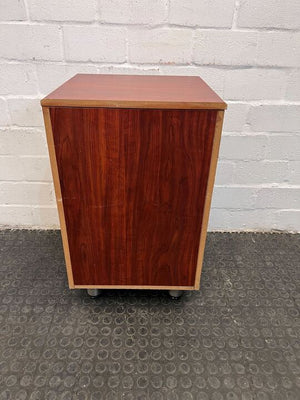 Dark Brown Wooden Pedestal with Drawer and Small Cupboard