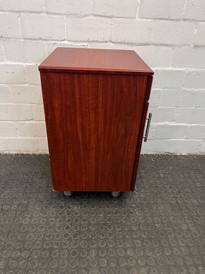 Dark Brown Wooden Pedestal with Drawer and Small Cupboard