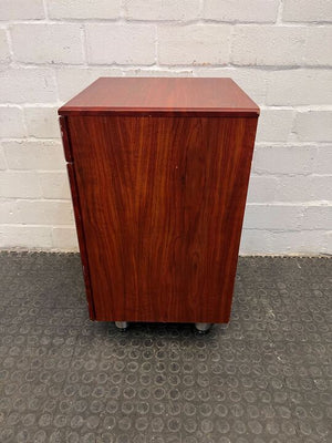 Dark Brown Wooden Pedestal with Drawer and Small Cupboard