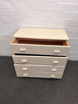 Four Shelved White Painted Wooden Chest of Drawers