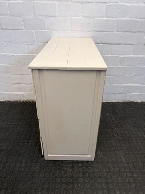 Four Shelved White Painted Wooden Chest of Drawers