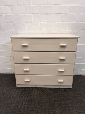 Four Shelved White Painted Wooden Chest of Drawers