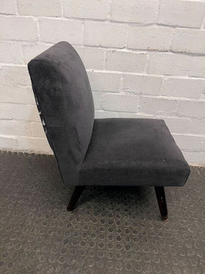 Custom Made Vintage Gray Occassional Chair with Wooden Legs