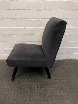 Custom Made Vintage Gray Occassional Chair with Wooden Legs