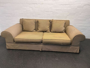 Khaki Color Three Seater Couch (Minor Damaged Cushions)