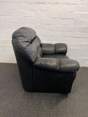 Black Leather Arm Chair (Minor Wears) - REDUCED