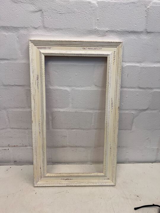 Antique Shabby White Rectangular Picture Frame (Paint Peeling) (43 x 73cm)