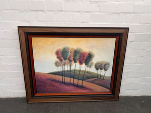 Autumn Multicoloured Field Wooden Framed Print (120x150cm)