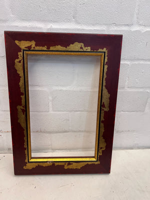 Golden Patterned Brown Wooden Frame (Wood Peeling) (43 x 61cm)