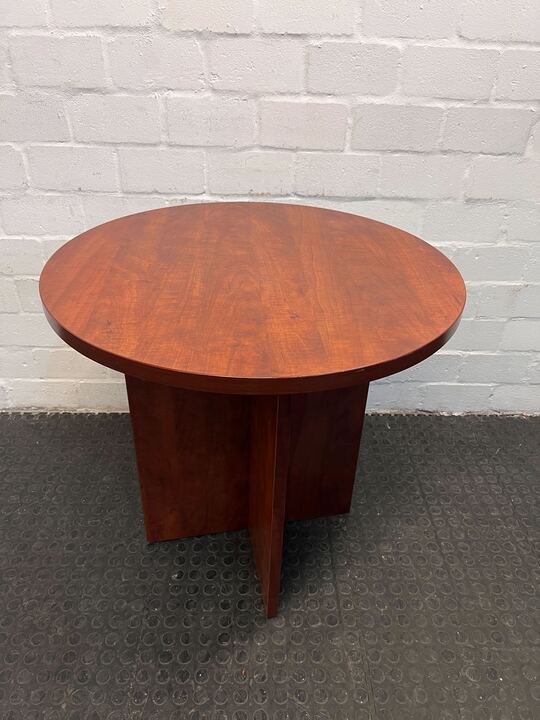 Mahogany Wooden Round Meeting Table (Width: 80cm) (Height: 76cm)