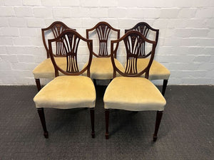 Shield & Wheat Sheaf Carved Chippendale Styled Dining Room Chairs