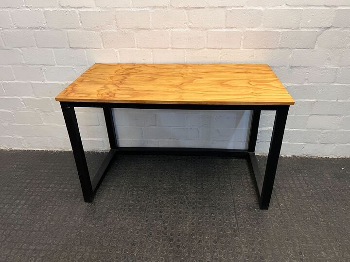 Simple Light Wooden Desk with Black Steel Frame