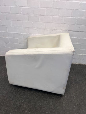 White Tub Upholstered Lounge Chair (Minor Wears/Tears)