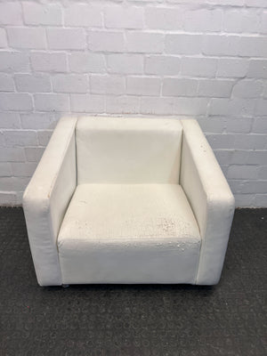 White Tub Upholstered Lounge Chair (Minor Wears/Tears)